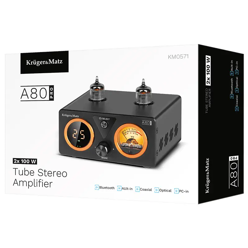 Amplificator stereo cu lampi 2X100W A80 PRO KRUGER&MATZ KM0571