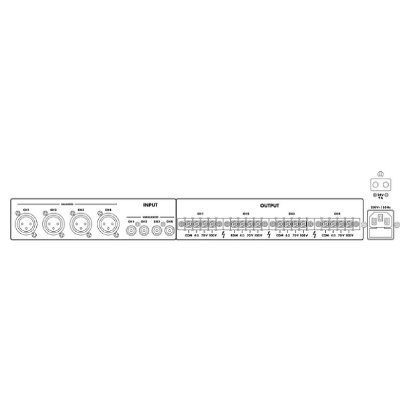 PA-1450D amplificator 100v /4ohm Monacor 4zone x50w  38780